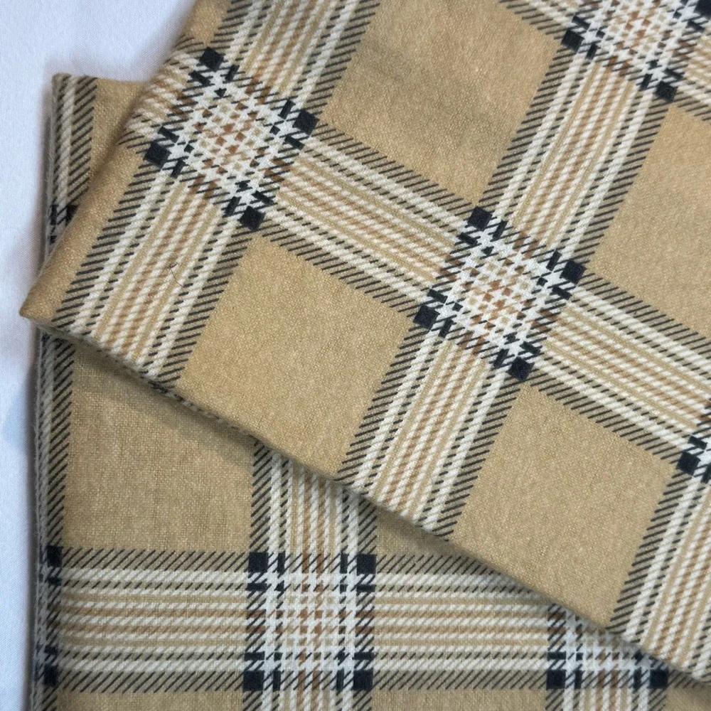 NWOT, Handmade Plaid Tan Flannel Infinity Scarf, Unisex, Soft flannel